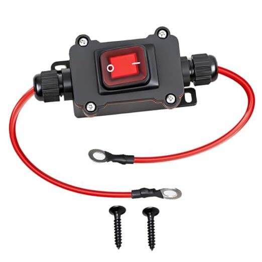 DC 12-24V Inline Switch, DPST Double-Sided Wiring Switch IP67 Waterproof 25A