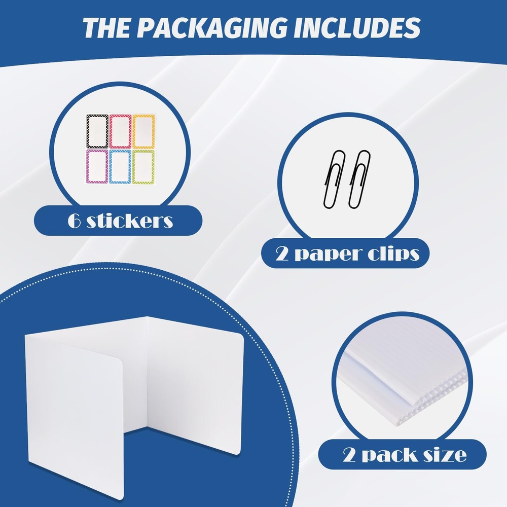 Student Desk Divider Privacy Screen 3-Fold Plastic Testing Shield White 17x14"