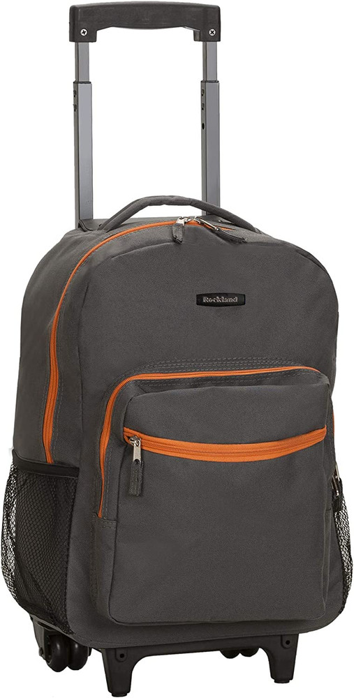 Double Handle Rolling Backpack, Charcoal, 17"