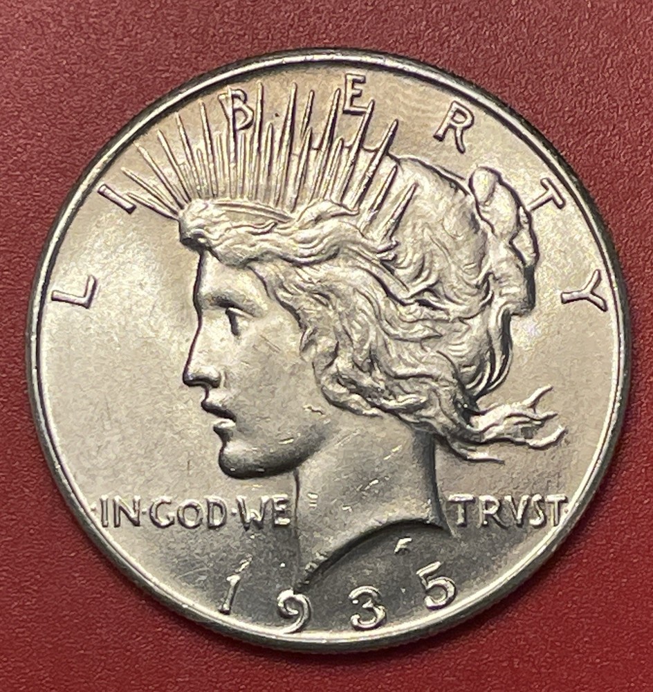 1935 P Peace Silver Dollar, Uncirculated.