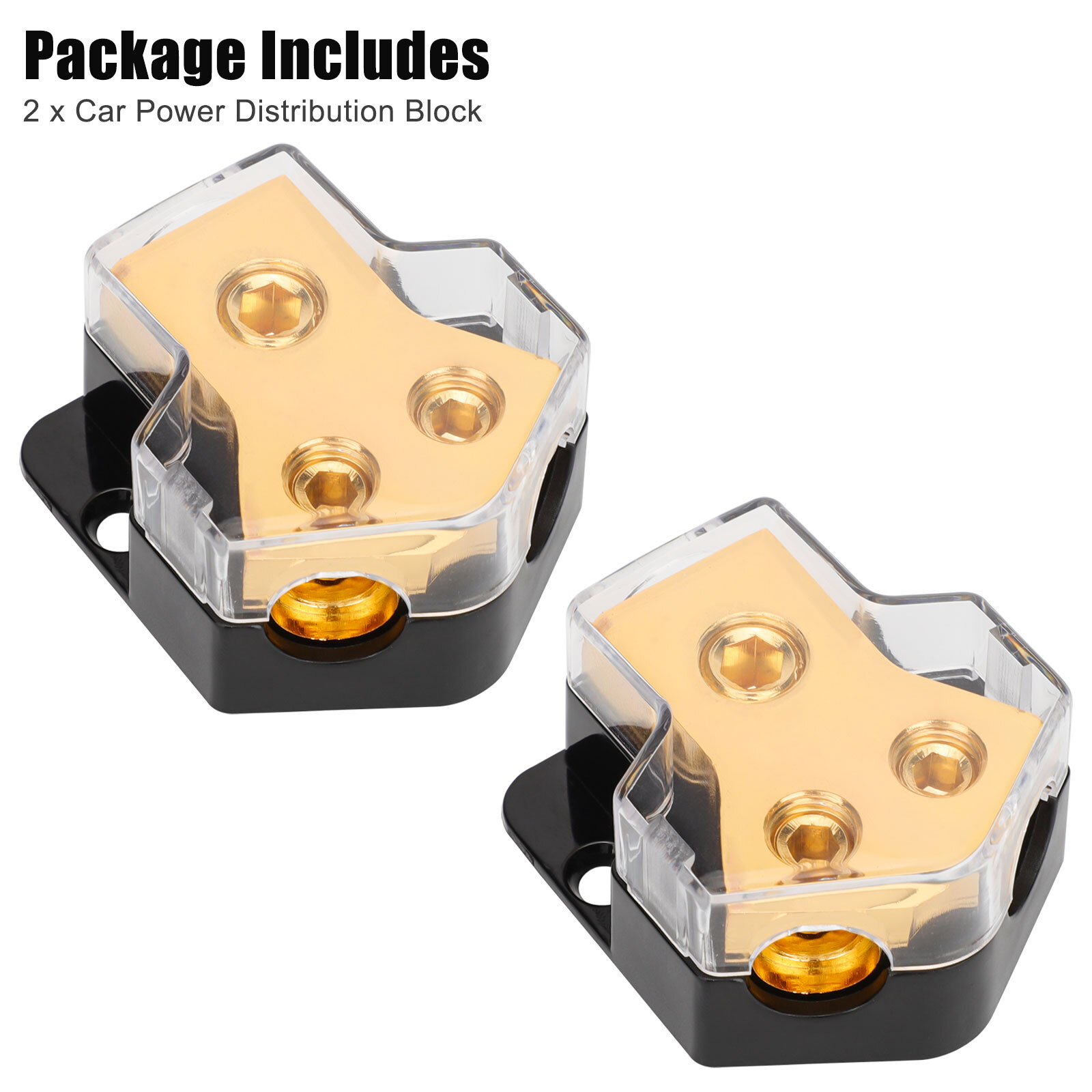 2PCS Power Ground Amp Distribution Block 0/2/4 Gauge Input 4/6/8 Gauge Output