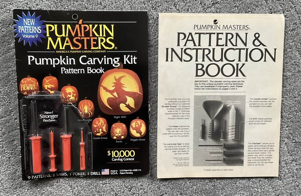 Pumpkin Carving Kit Pattern Book 1996 -  Used, 8 Patterns & Carving Tools