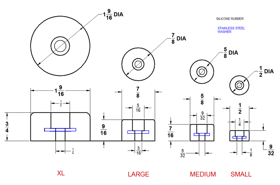 Silicone Rubber Bumper Feet (SMALL 1/2")(5/8")(7/8") BLACK (FIRM) with screws