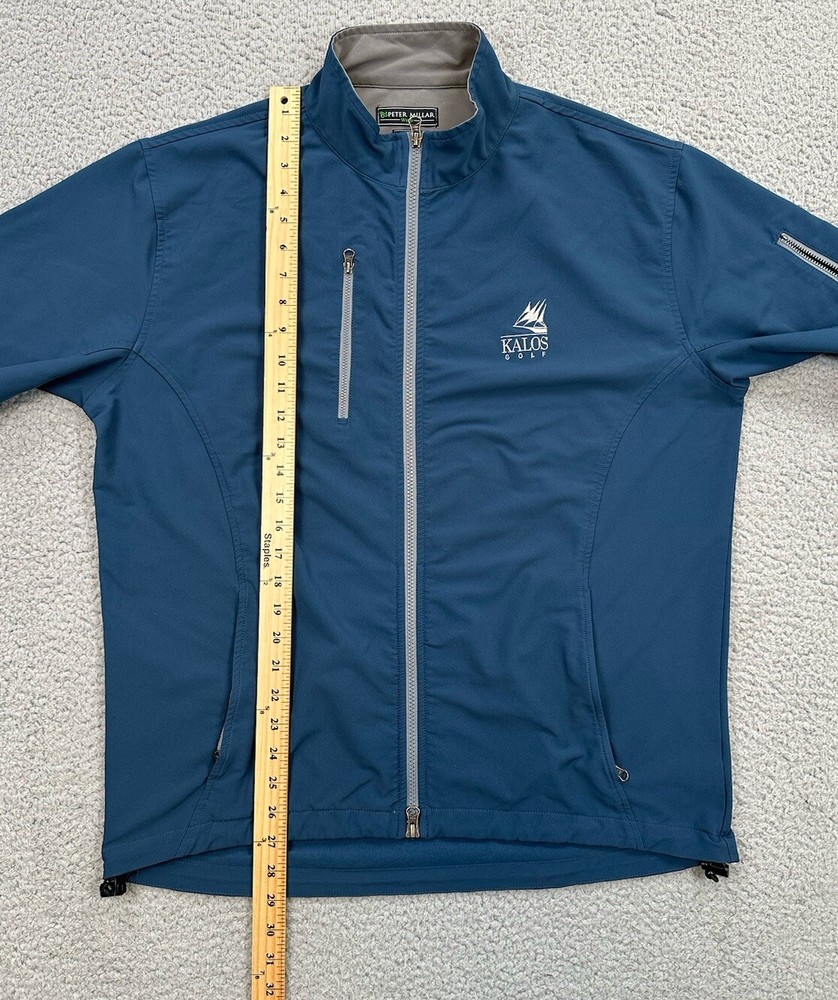 Peter Millar Wind Element Jacket Men's Medium Blue Full Zip Kalos Golf Logo