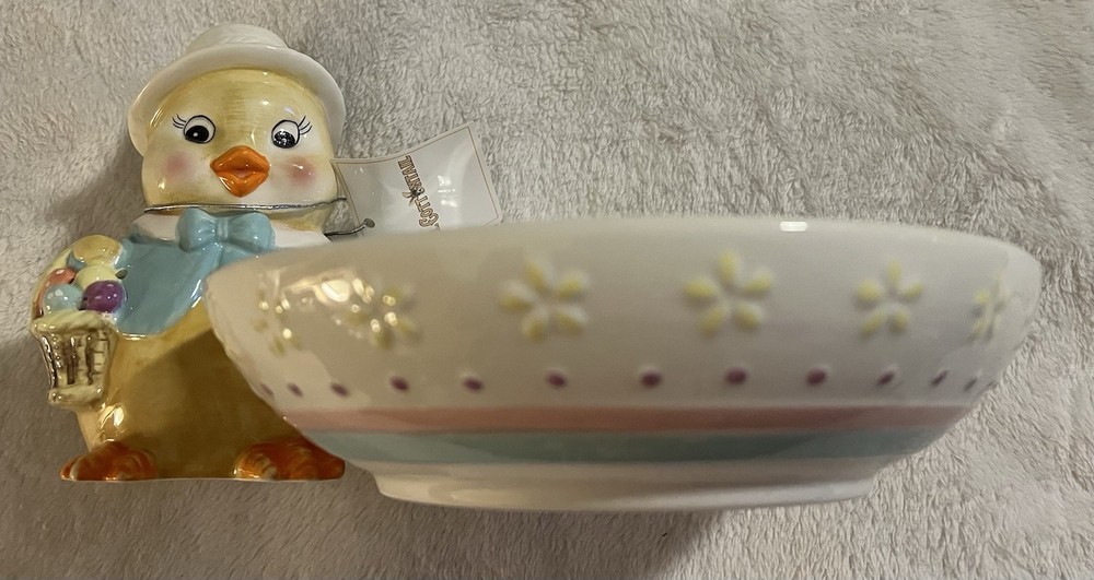 Mr. Cottontail 8" Ceramic Easter Illuminated Candy Dish Chick & Easter Basket