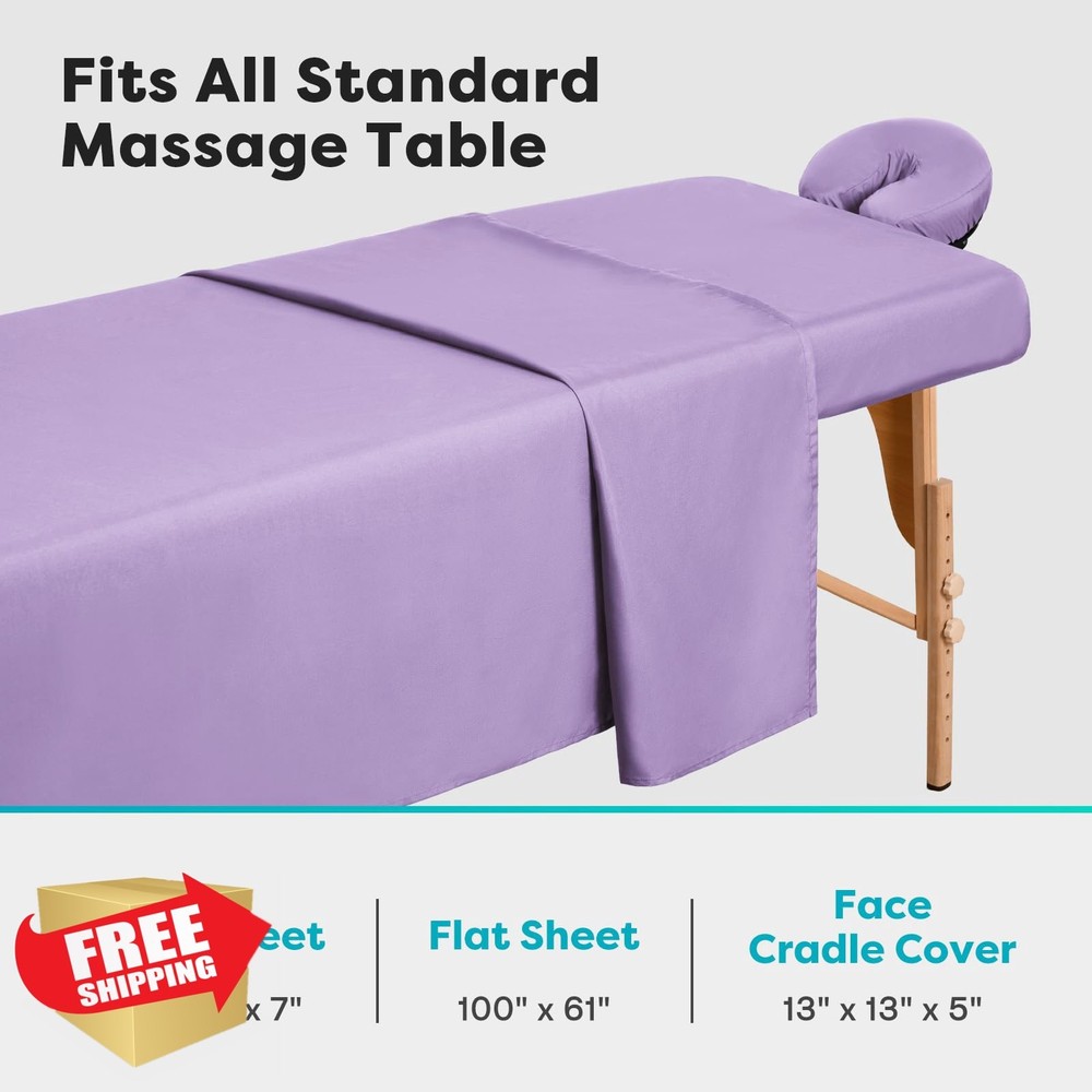 Comfyanno Massage Table Sheets 3 Pcs Microfiber Lavender