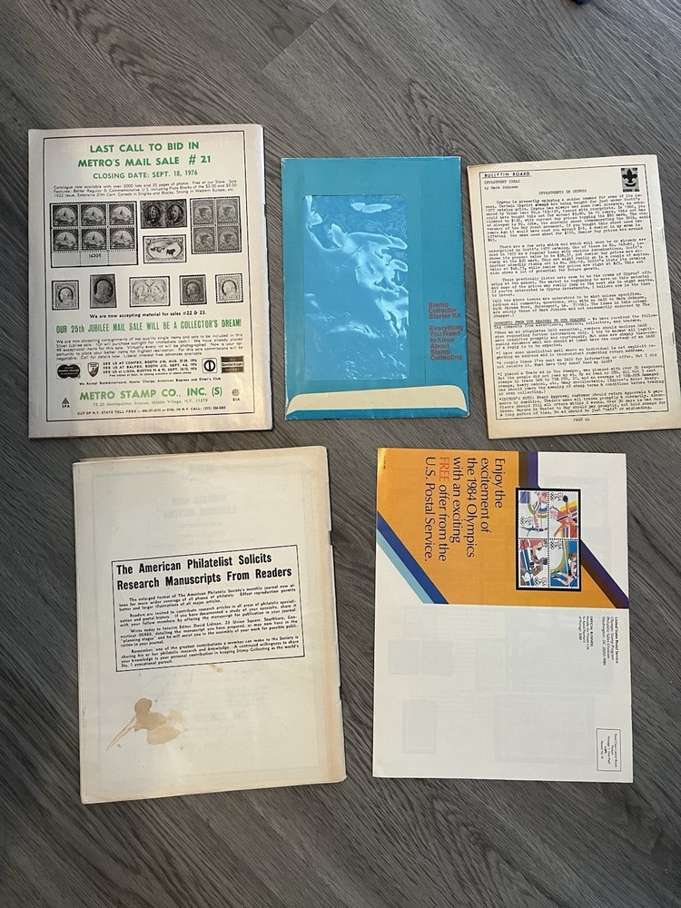 Stamp collector starter kit, America Philatelist, Stamper, Olympic Challenge lot