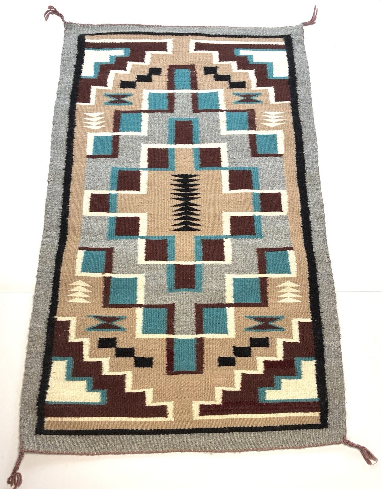 ‼️ANTIQUE NAVAJO Weaving Rug AUTHENTIC NATIVE AMERICAN w/ Hanger EXCELLENT 38x23