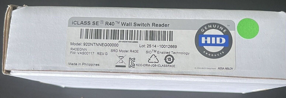 HID 920NTNNEG00000 R40 iCLASS SE Wall Switch Reader