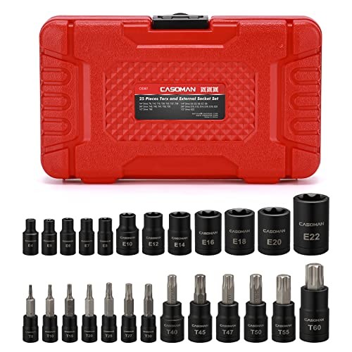 25 Piece Torx Bit Socket and External Socket Set, 13 25Piece (T8-T60 & E4-E22)