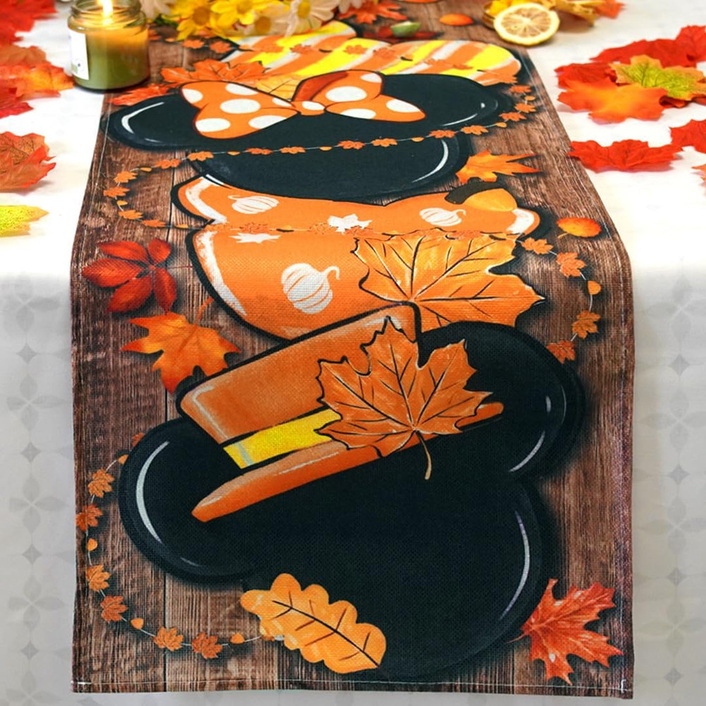 Fall Table Runner Cartoon Mouse Tablecover Autumn Mouse Table Runner Fall Aut...