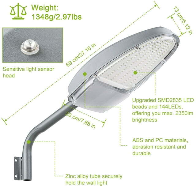 Outdoor LED Yard Street Light Dusk to Dawn Light Waterproof Security Lighting