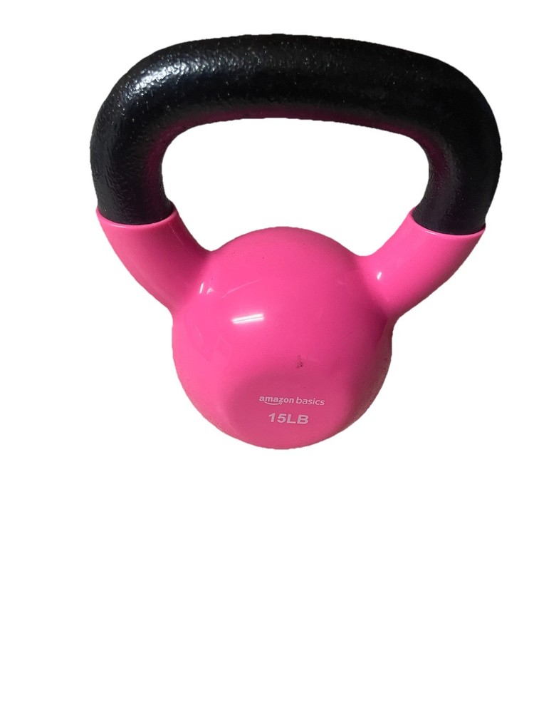 Amazon Basics 15lb Vinyl Kettlebell (pink)