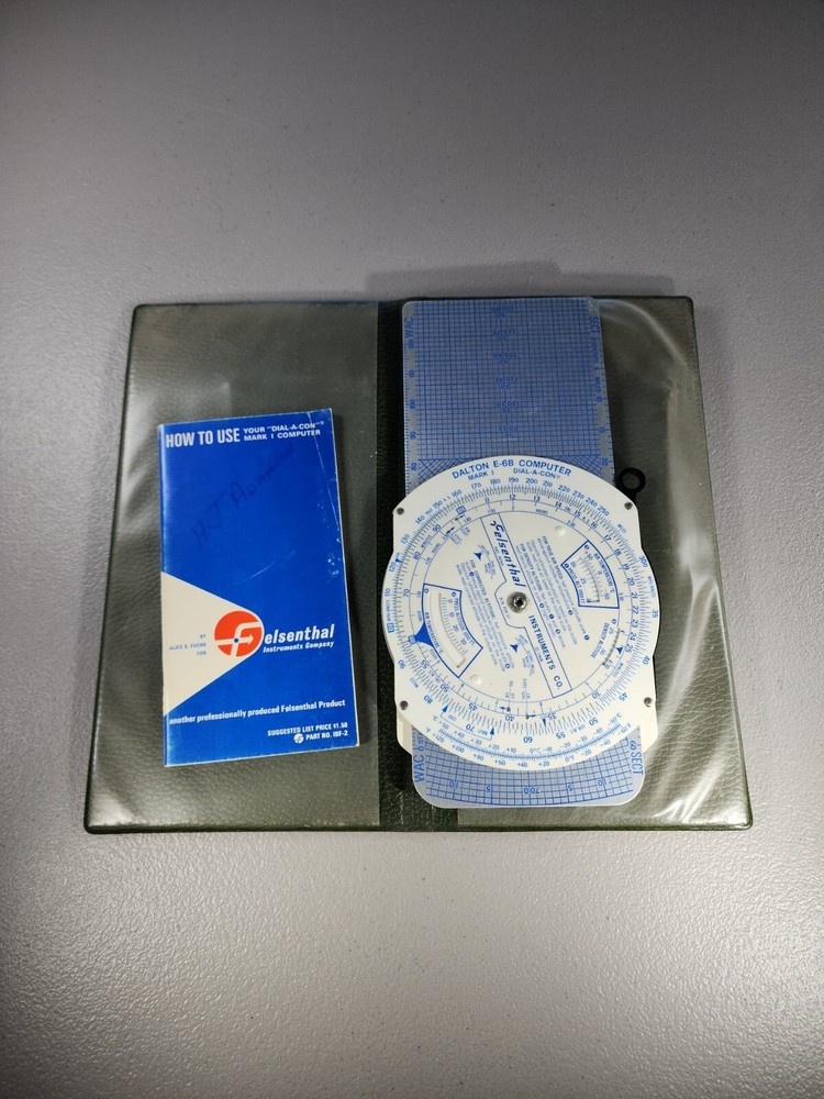 Felsenthal Dalton E6B Computer for pilots w/ folder & Instructions