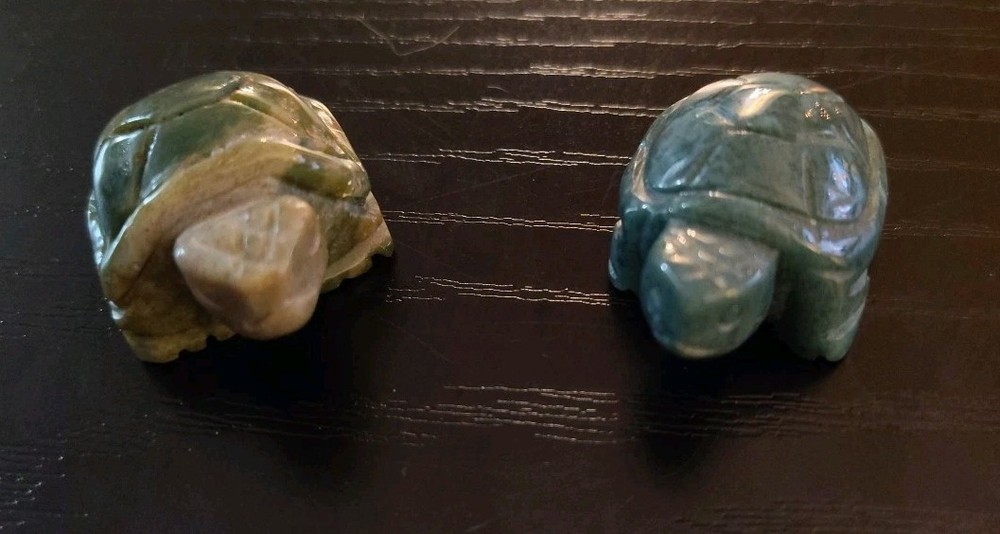 hand-carved stone turtle figurine
