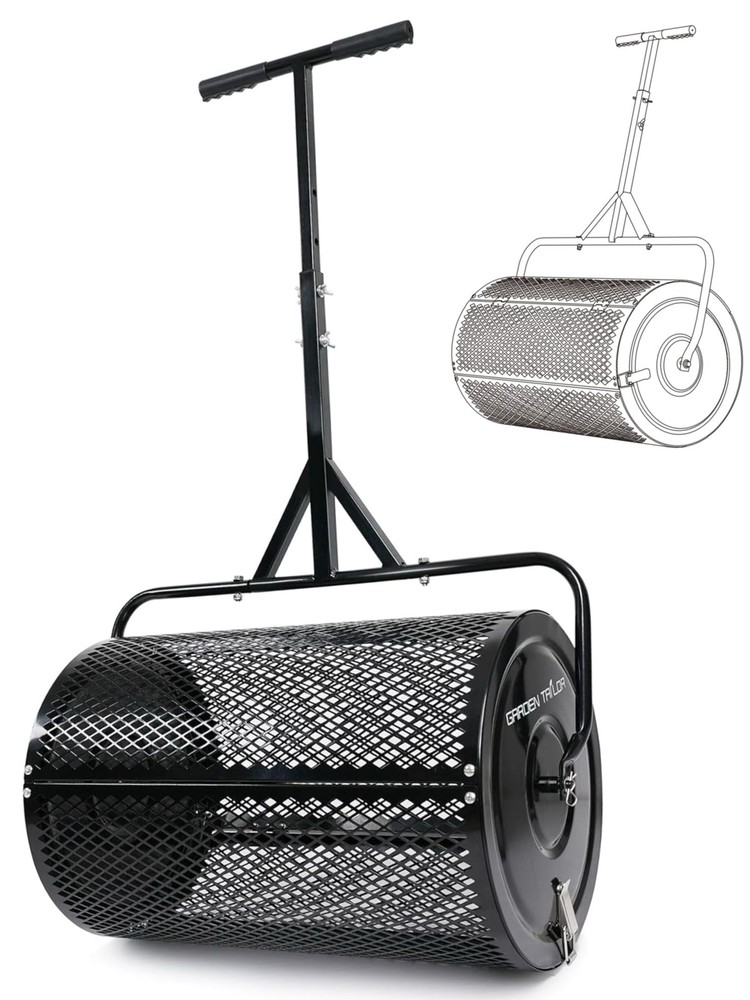 Compost Spreader 24 Inch Peat Moss Spreader with Installation Support Accesso...