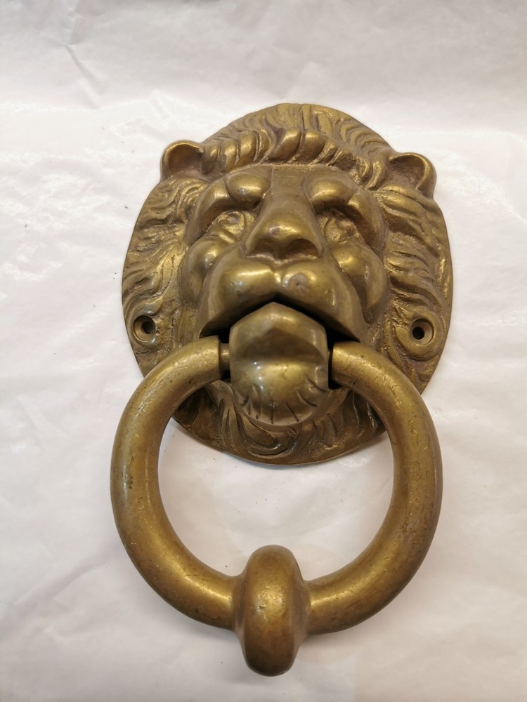 Vintage Solid Brass Round Lion's Face Door Knocker