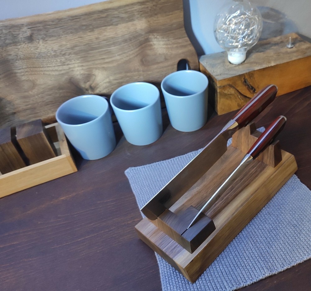 HeSy Handmade Dual Display Stand from solid walnut wood