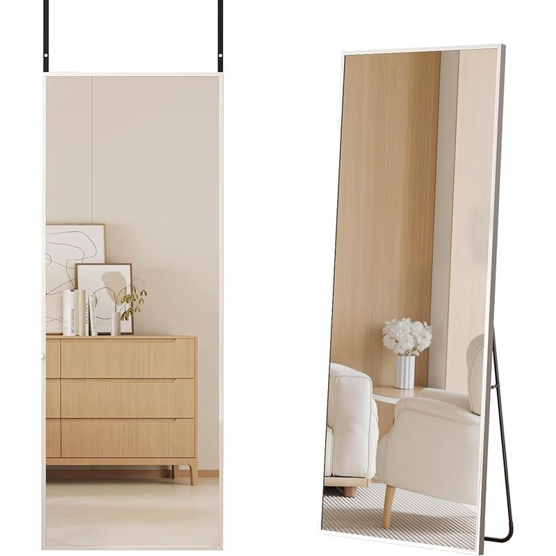 Full Length Door Mirror Aluminum Frame Adjustable Height Explosion-Proof Safety