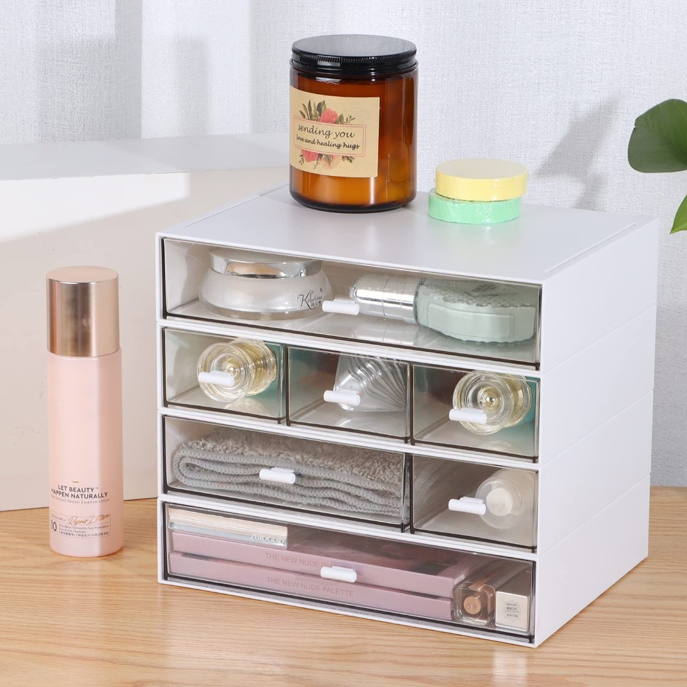 Desk Craft Organizer and Storage with 7 Flat Drawers, Stackable Plastic Deskt...