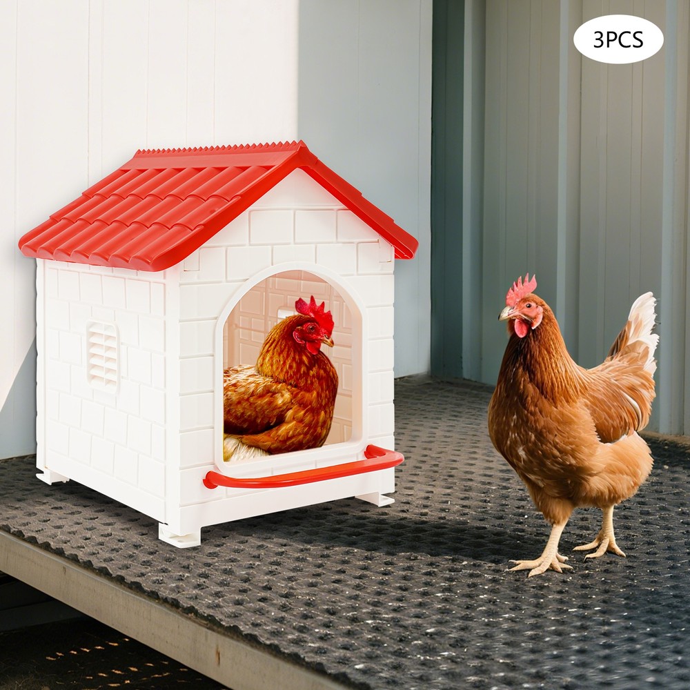 3 PCS Chicken Nesting Boxes Nesting Box with Nesting Pad for Laying Eggs Red