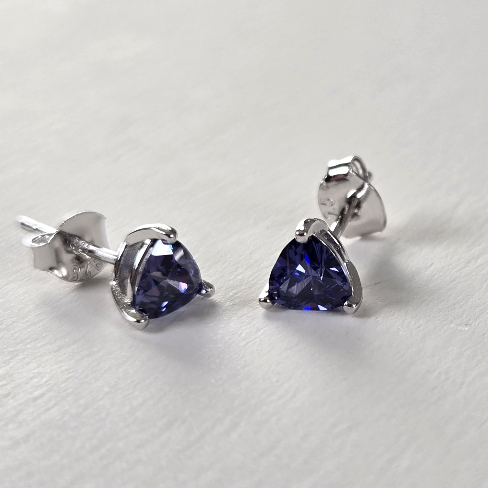 Tanzanite Stud Earrings 1.00 TCW Blue Trillion Cut 925 Sterling Silver Gift