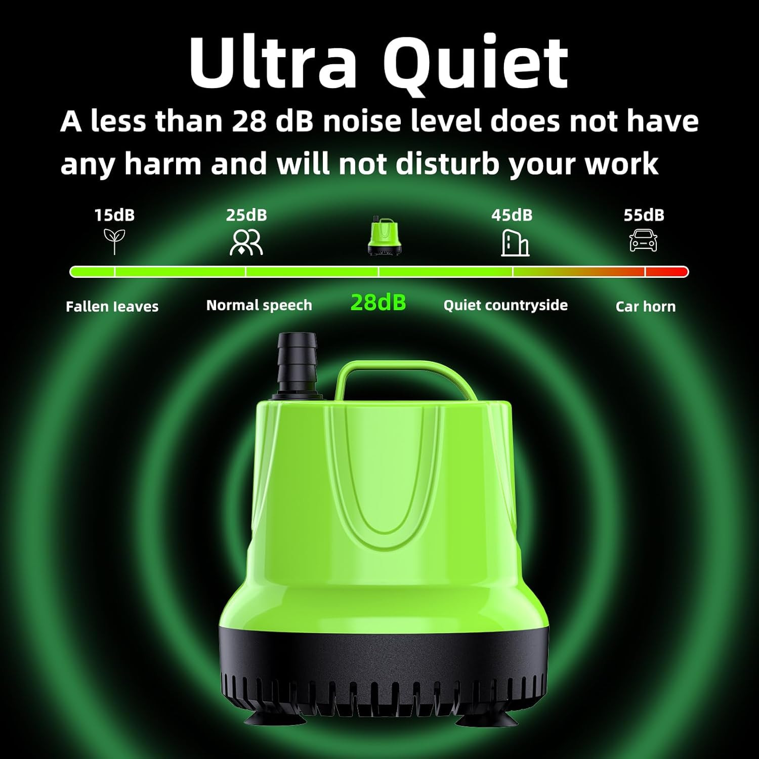 FREESEA Fountain Submersible Water Pump: 330 GPH 25W Small Sump Pump for Outdoor