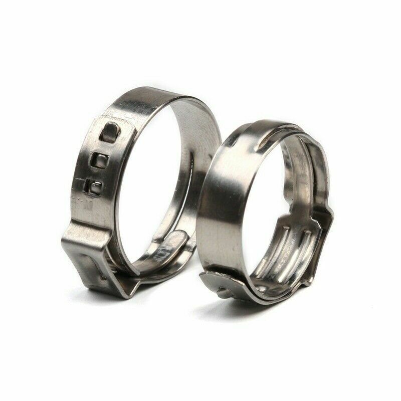 10/100X 304 Stainless Steel Single Ear Hose Clamps Assortment Water Pipe Hoop