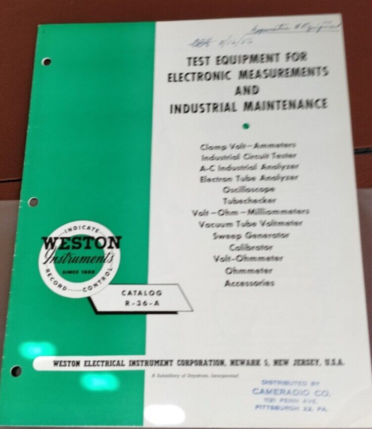 1955  Weston ~ Instruments Catalog R-36-A