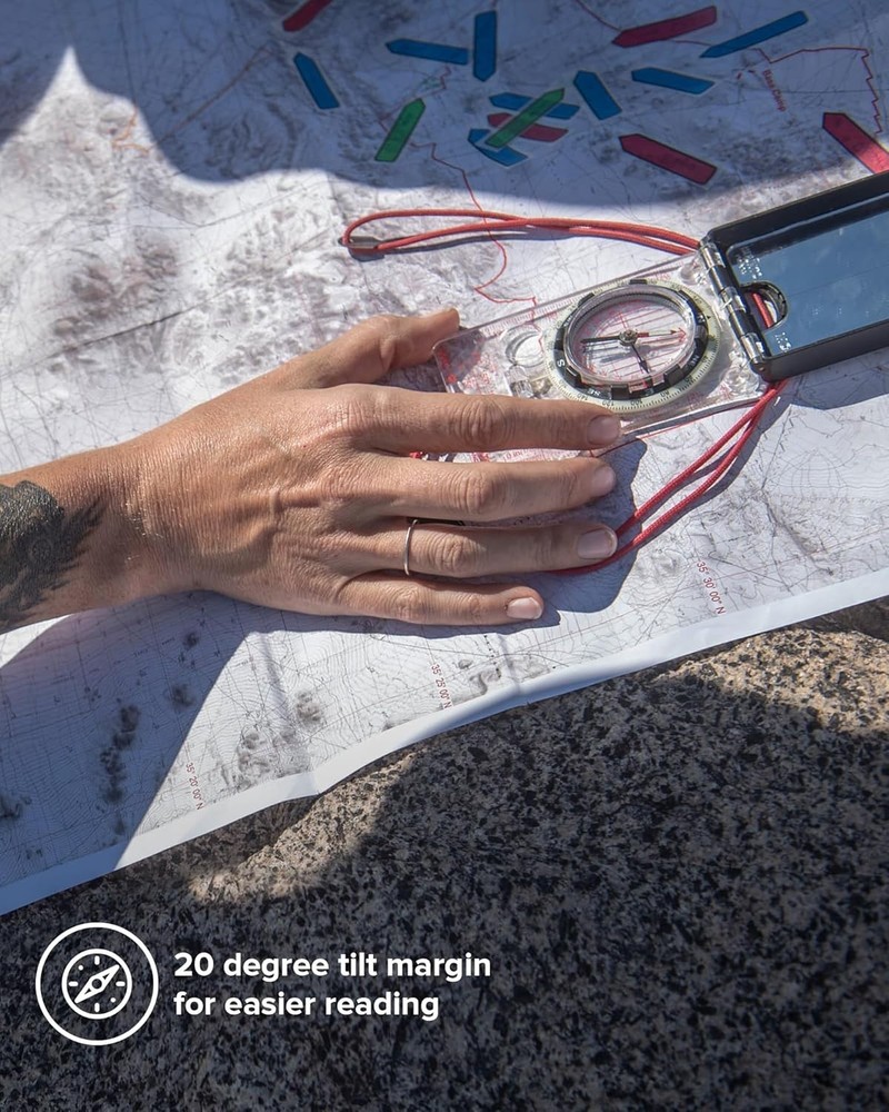 Portable Navigation Compass with Declination Adjustment and Clinometer Features