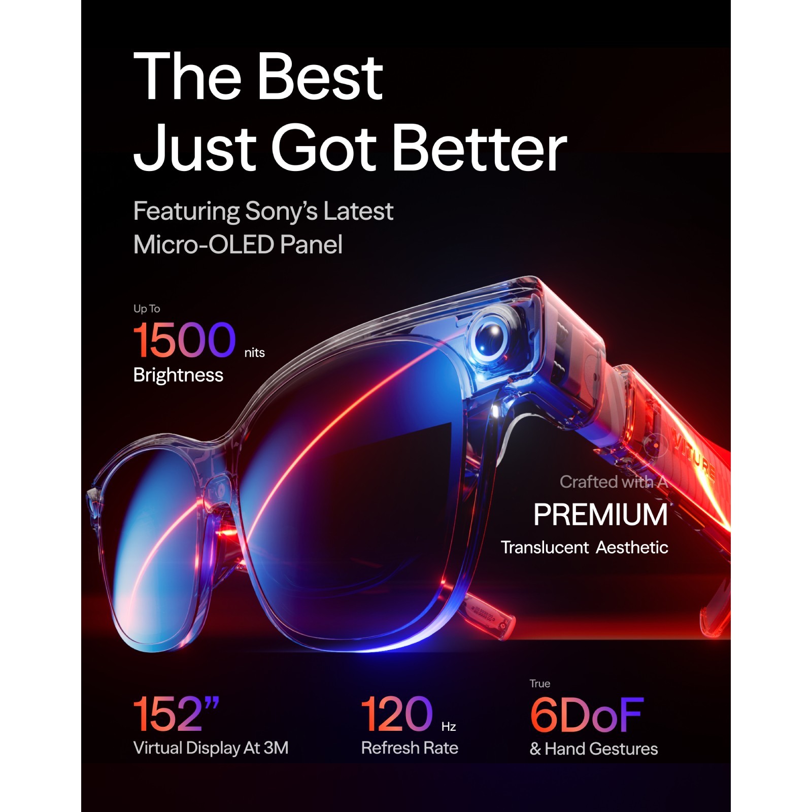 VITURE Luma Ultra XR Glasses 152'' Sharp Display 6Dof 52° FOVfor iPhone 17/16/15