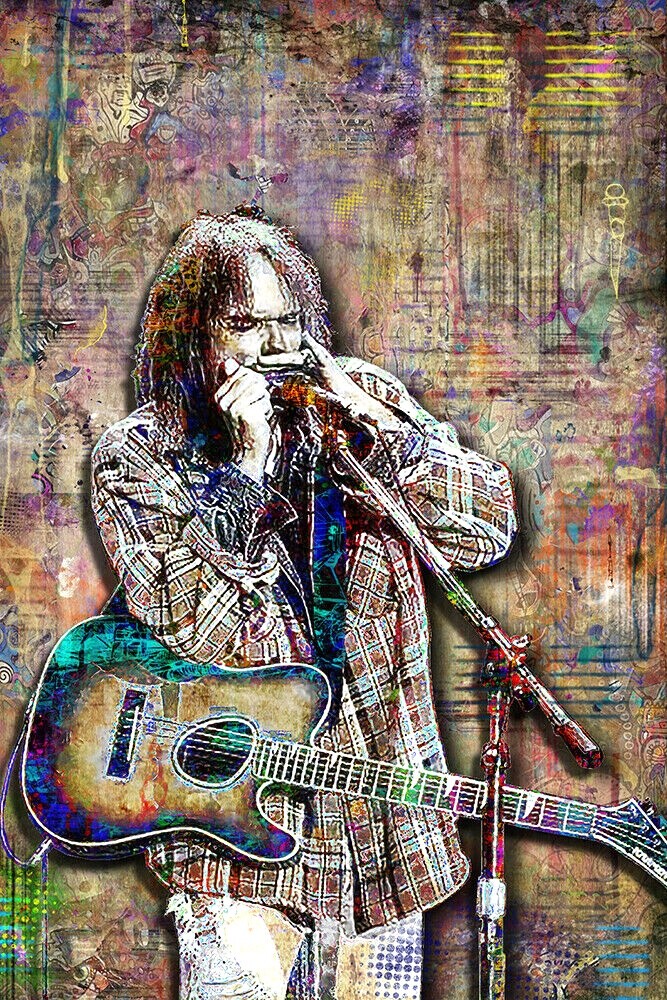 NEIL YOUNG Tribute Pop Art 12x18inch Poster, Neil Young Pop 2 Free Shipping US