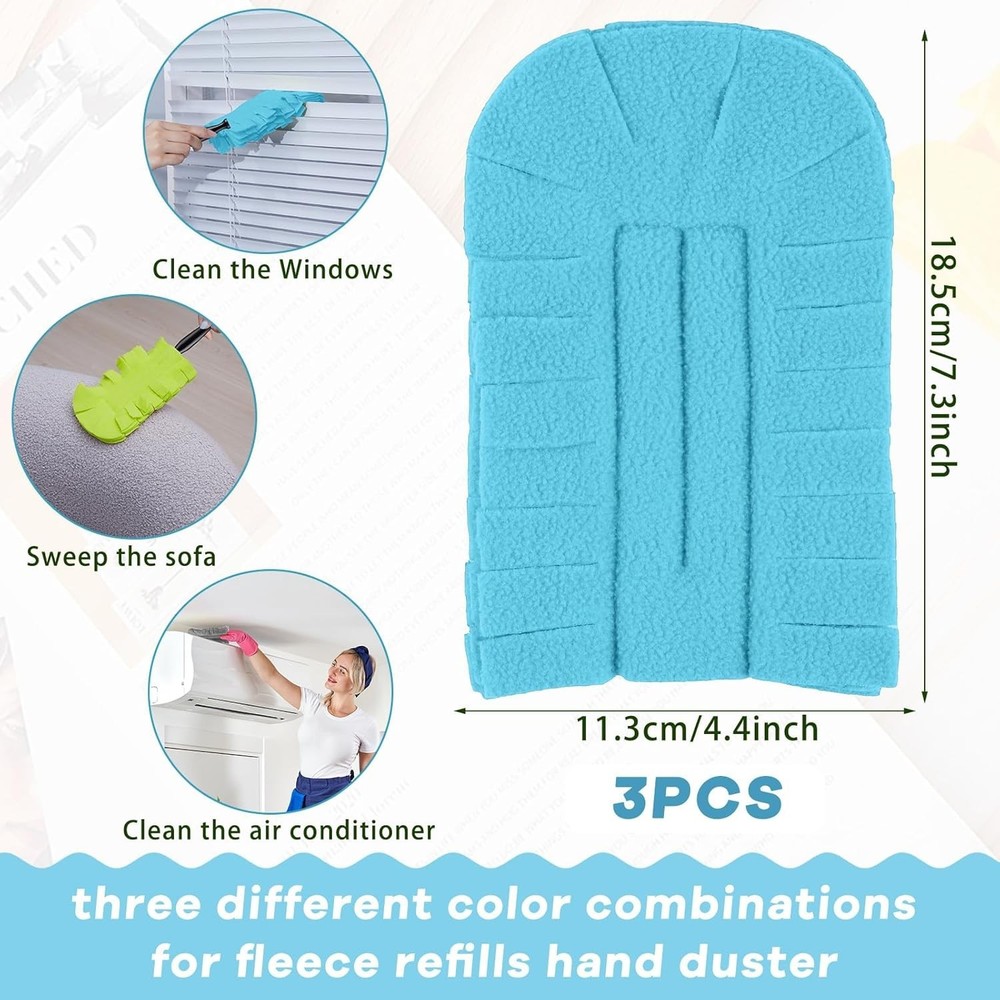3 Pcs Duster Refill Reusable Fleece Duster Refills Feather Flat Dusters Multi...
