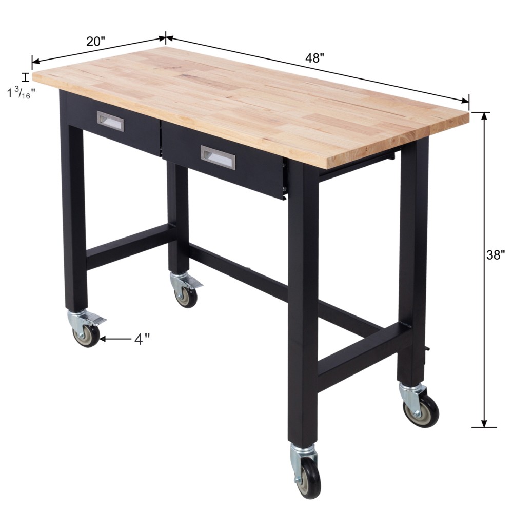 Work Table-Heavy Duty Rolling Workbench w/Storage Drawer,Garage/Office Multi-Use