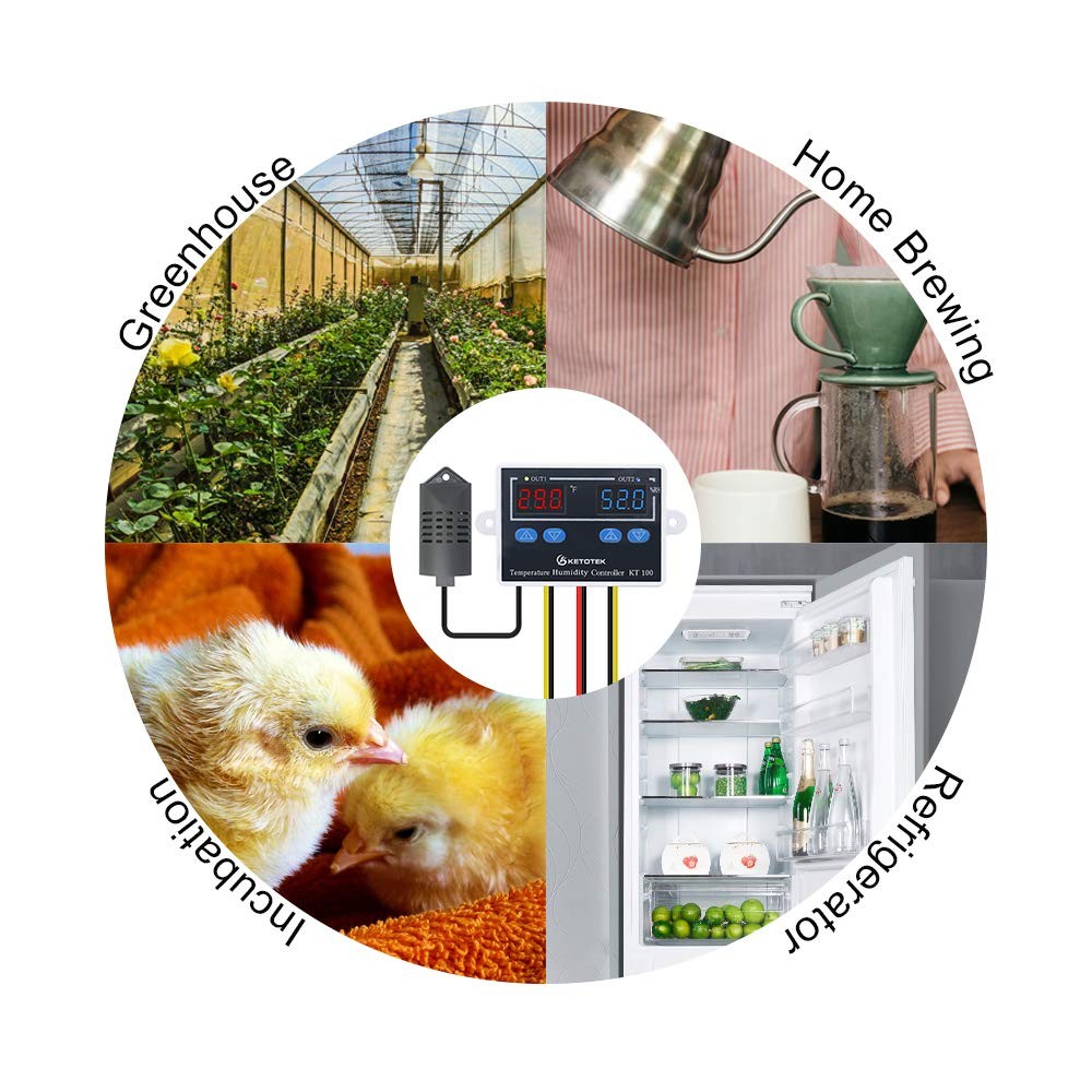 Temperature Humidity Controller Digital Thermostat Module 120V, Heating Cooli...