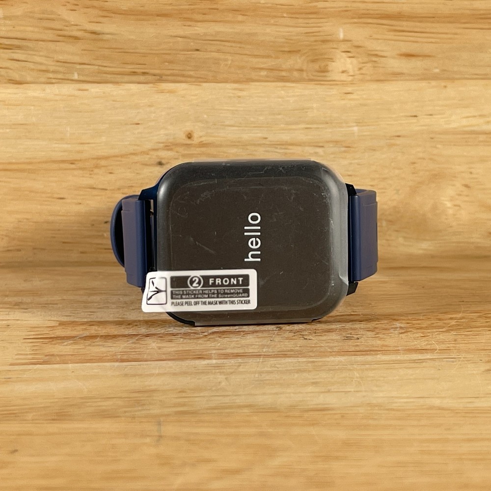 Black Unisex Digital Dial Rectangular Shape Blue Silicone Strap Smart Watch
