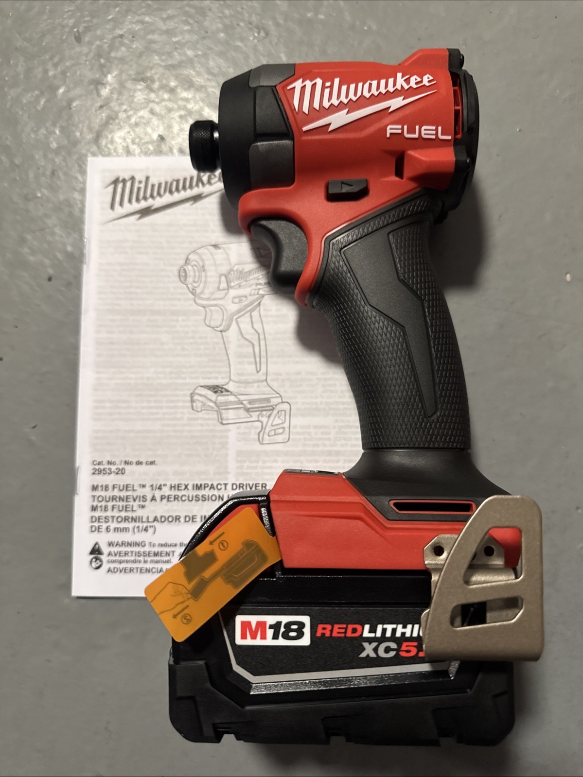 Milwaukee 2953-20 M18 Fuel 18V 1/4" HEX Impact Driver w/XC 5.0 Battery