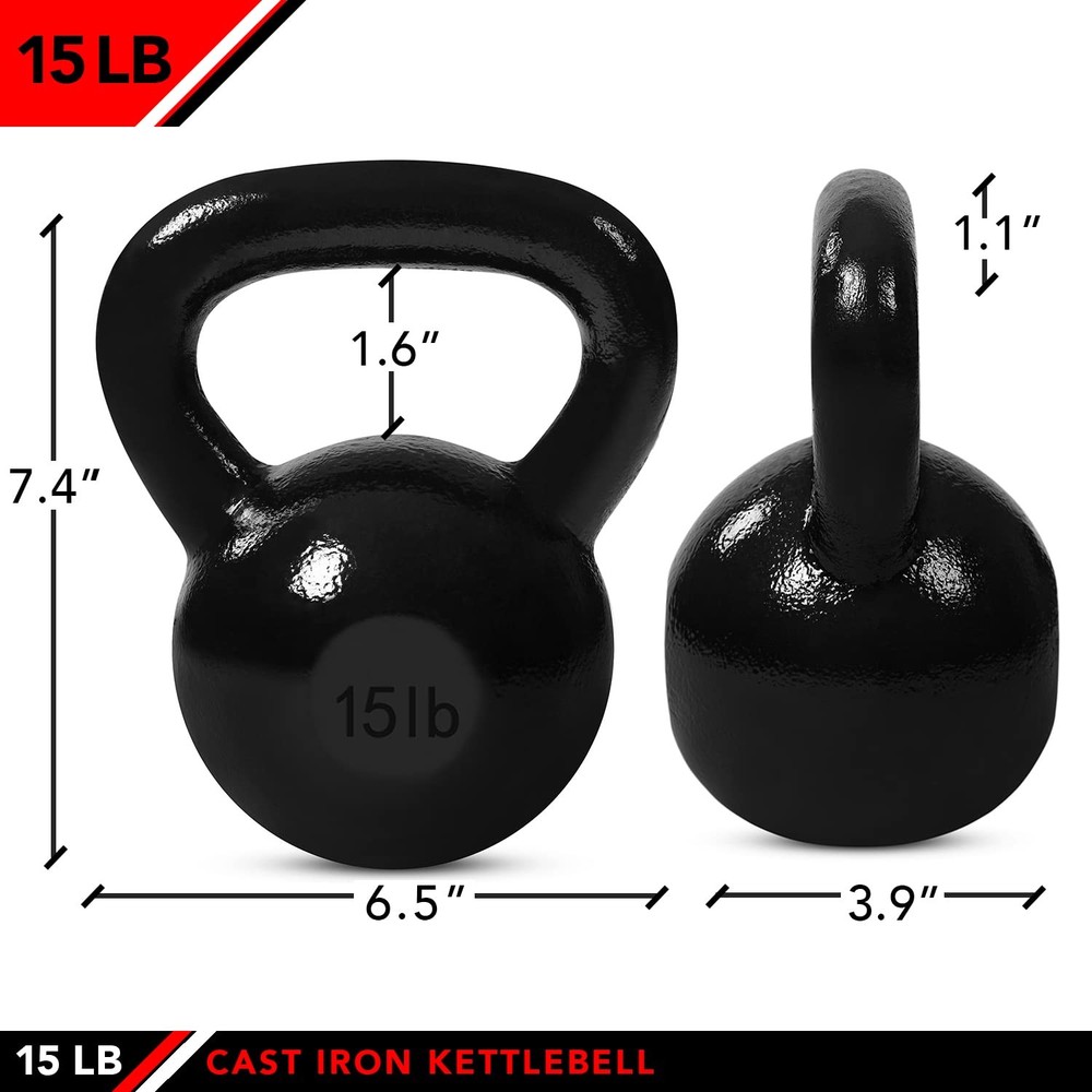Kettlebell Weights Cast Iron, 15 LB
