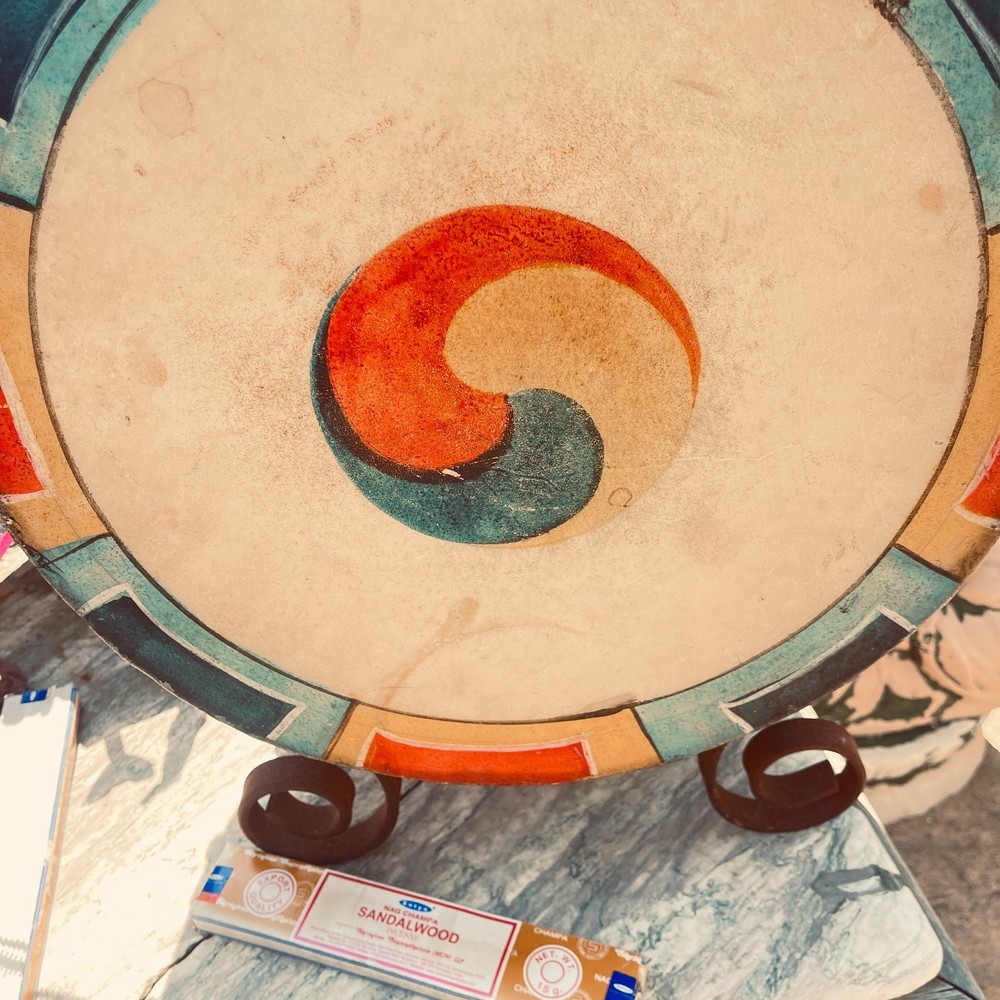 Vintage hand painted Taiko drum