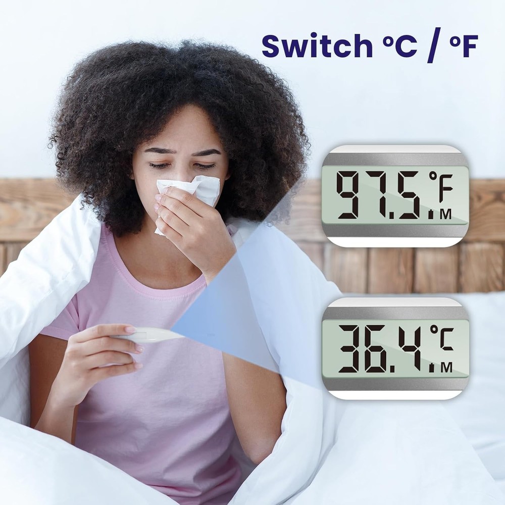 Portable Digital Thermometer with Waterproof Tip & Memory Function for All Ages