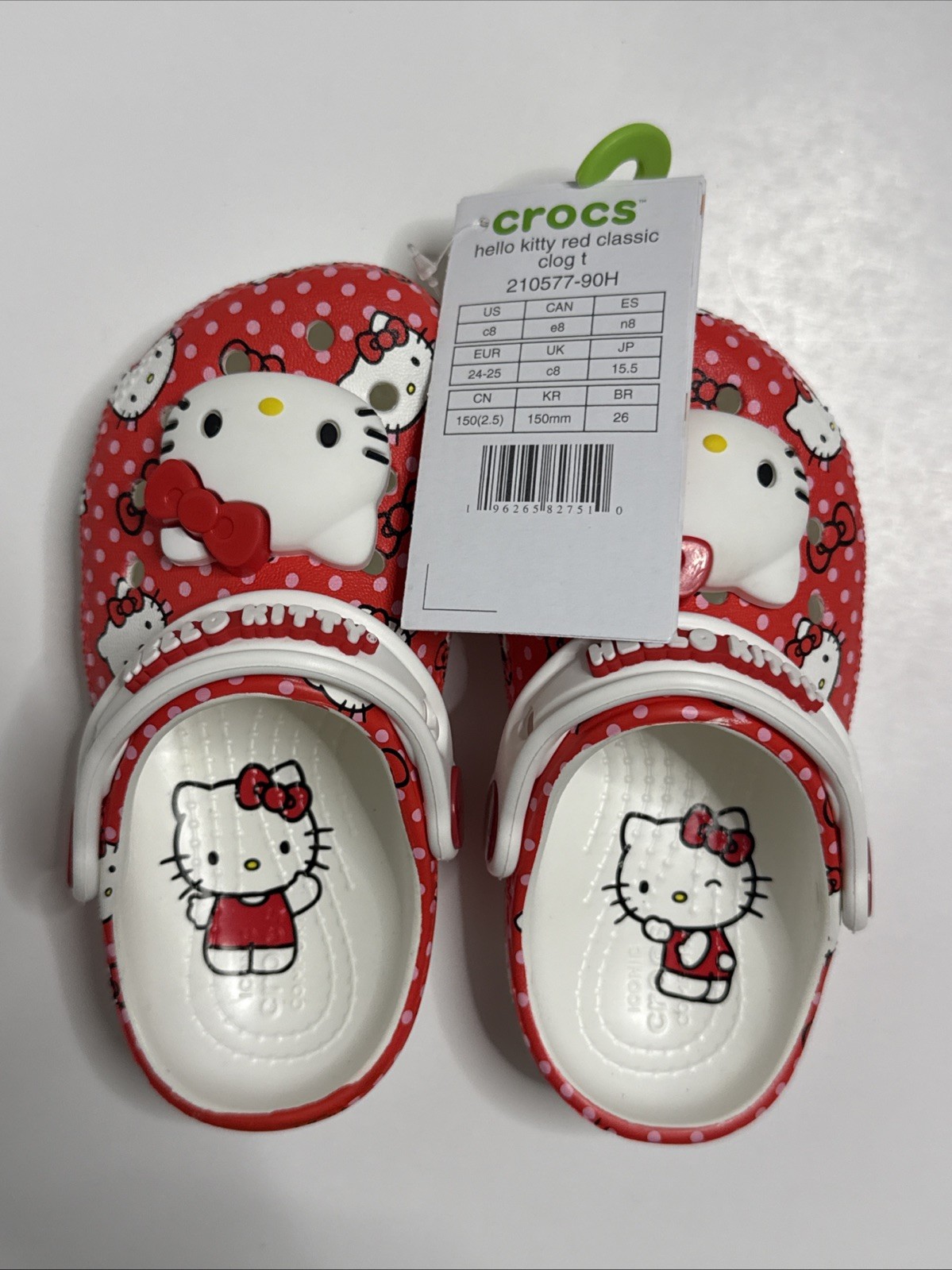 Tolddler Kids Crocs x Hello Kitty Red Classic Clog Brand New With Tags