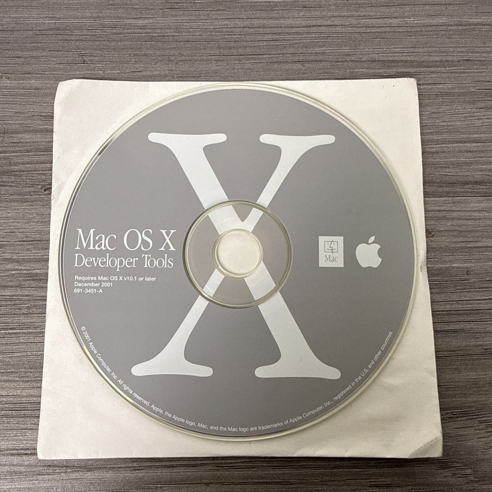 Vintage 2001 Macintosh Mac OS X Version 10.1 Developer Tools Install CD Disc