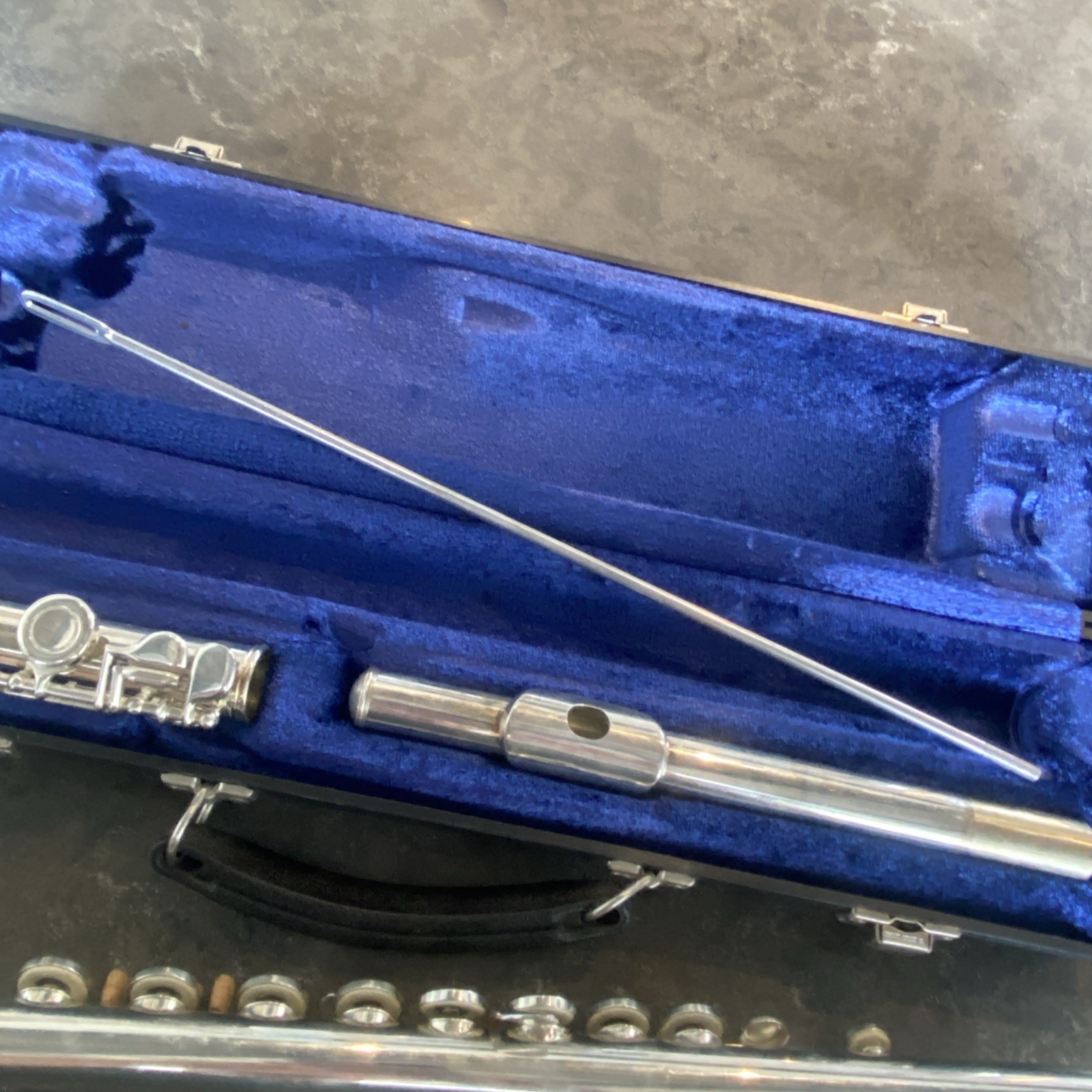Emerson USA Open Hole Flute + Case Silver Plate Stamped 47799 1 AS IS PREOWNED