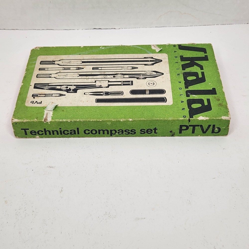 Vintage Skala PRECISION PTVb Technical Drafting Compass Set Made in Poland