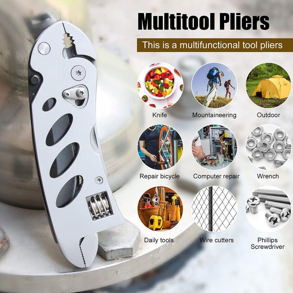 Multitool Wrench With 7 Tools/Pliers/Wire Cutter/Flat Screwdriver/Phillips Sc...