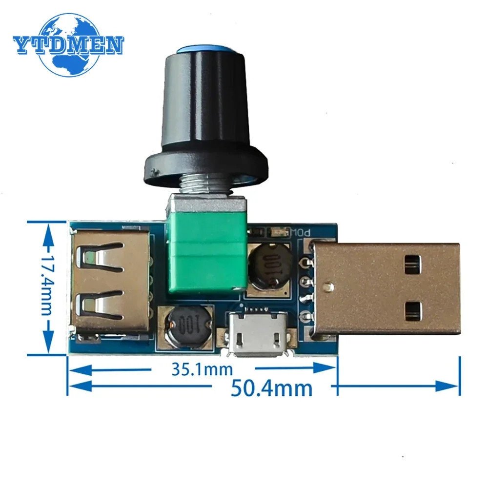 5V USB Fan Speed Controller Mini Cooling Governor, 5W Mute Adjustable