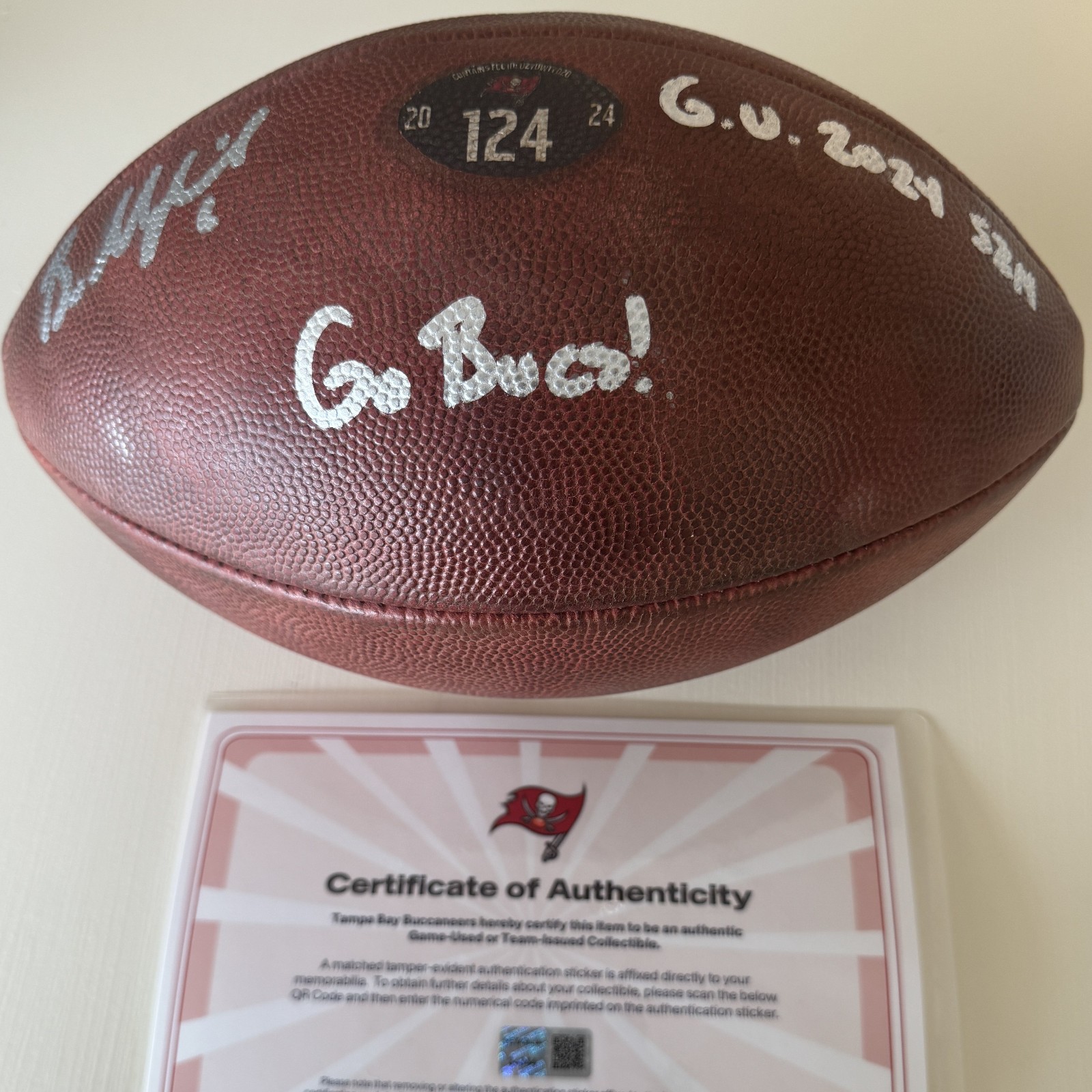 Baker Mayfield GAME-USED💪Signed + Inscribed Ball Tampa Bay Buccaneers 24-25 Szn