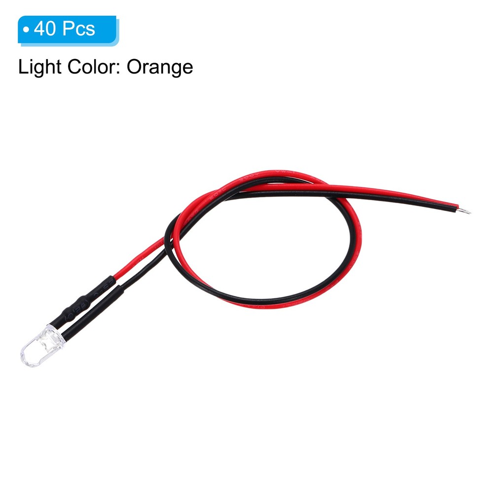 5mm LED Diode Light, 40 Pcs 24V DC, Orange Light