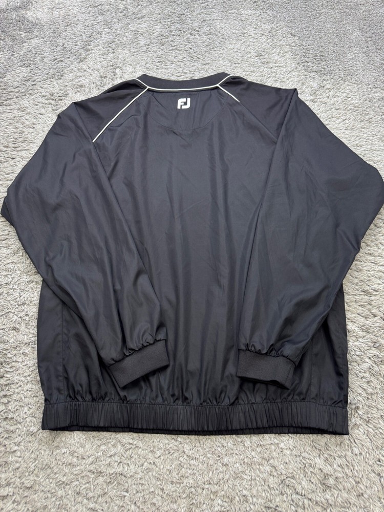 FootJoy Jacket Men Large Black V Neck Performance Golf Windbreaker Pullover Coat