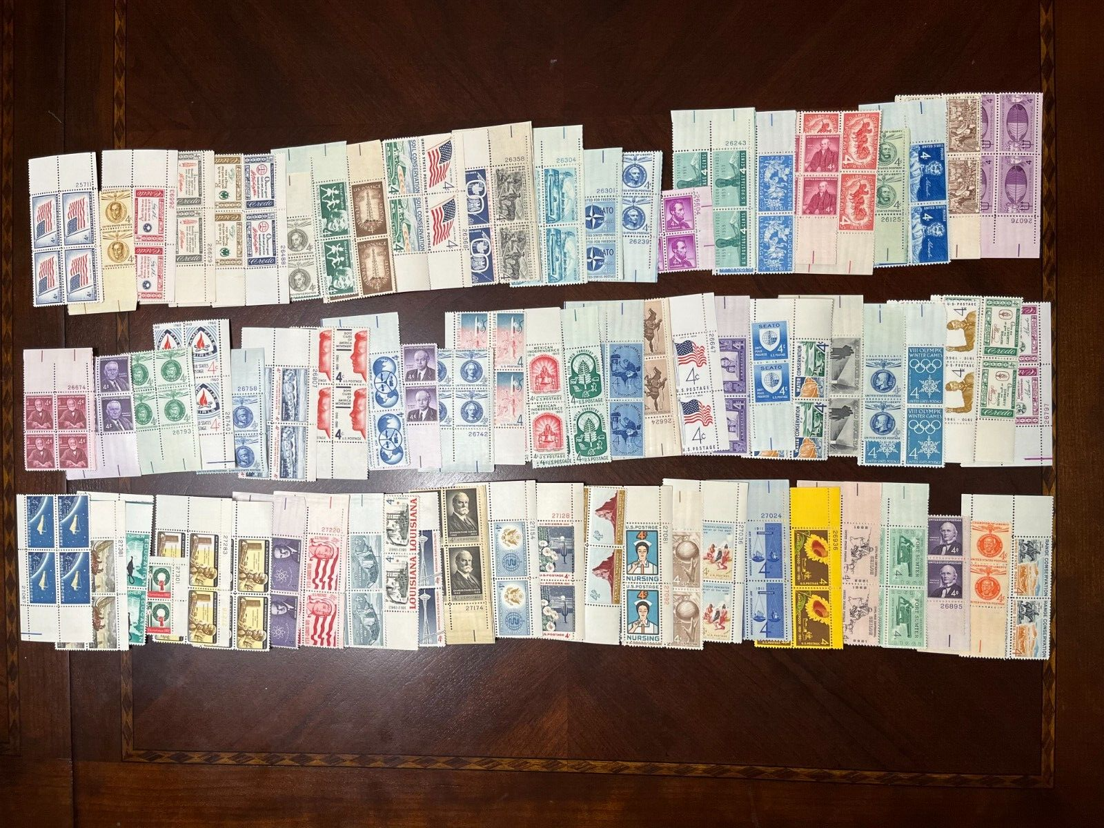 RHstamps 50 DIFFERENT 4 CENT MOSTLY COMMEM U.S. PLATE BLOCKS MINT NOT HINGED MNH